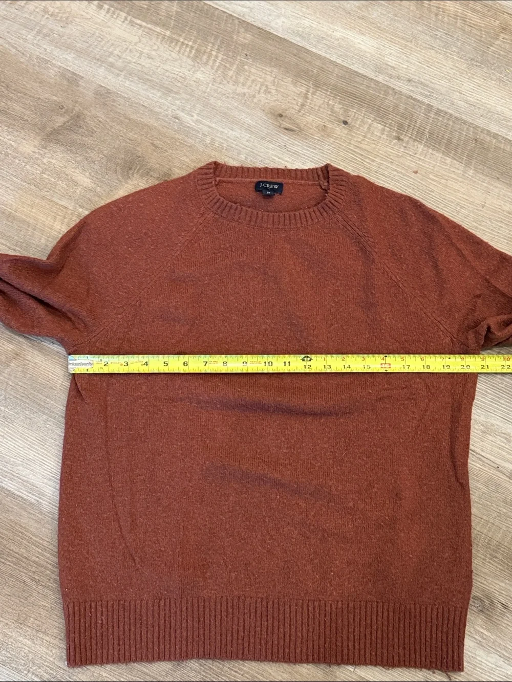 J. Crew Men’s Classic Crewneck Burnt Orange Rust Sweater Lamb’s Wool Blend